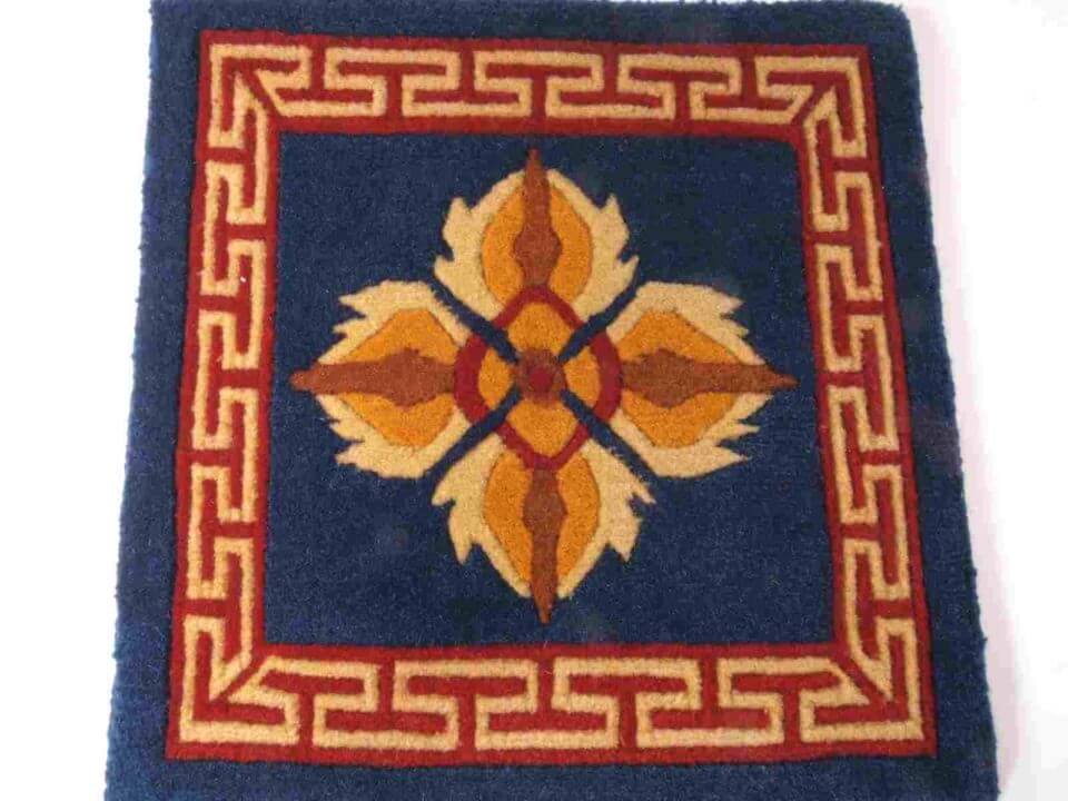 Tibetan Wool Mat Double Dorje - 12x12 Blue
