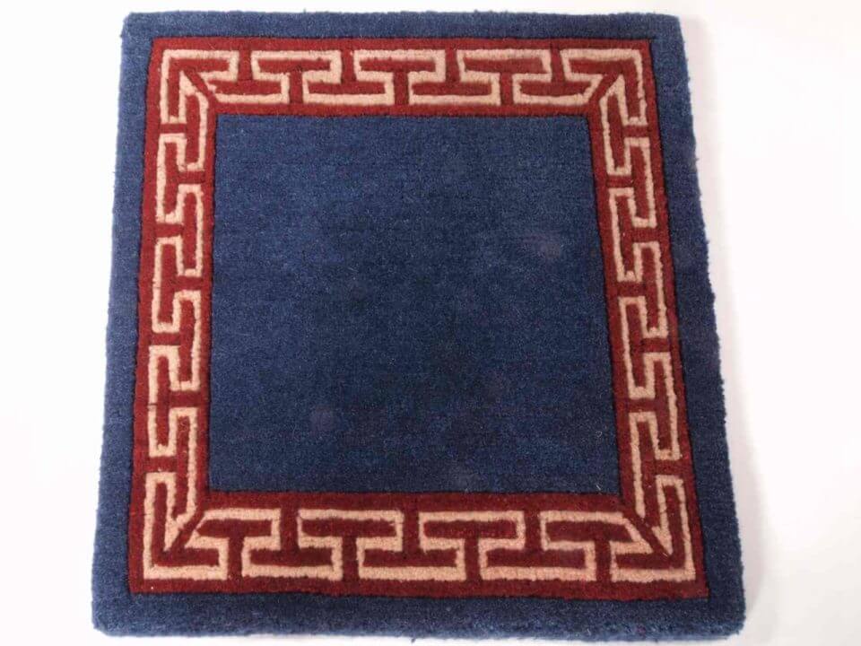 Tibetan Wool Mat Geometric - 12x12 Blue