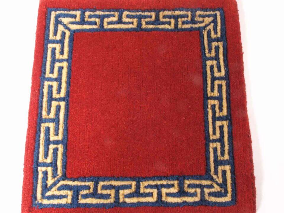Tibetan Wool Mat Geometric - 12x12 Red