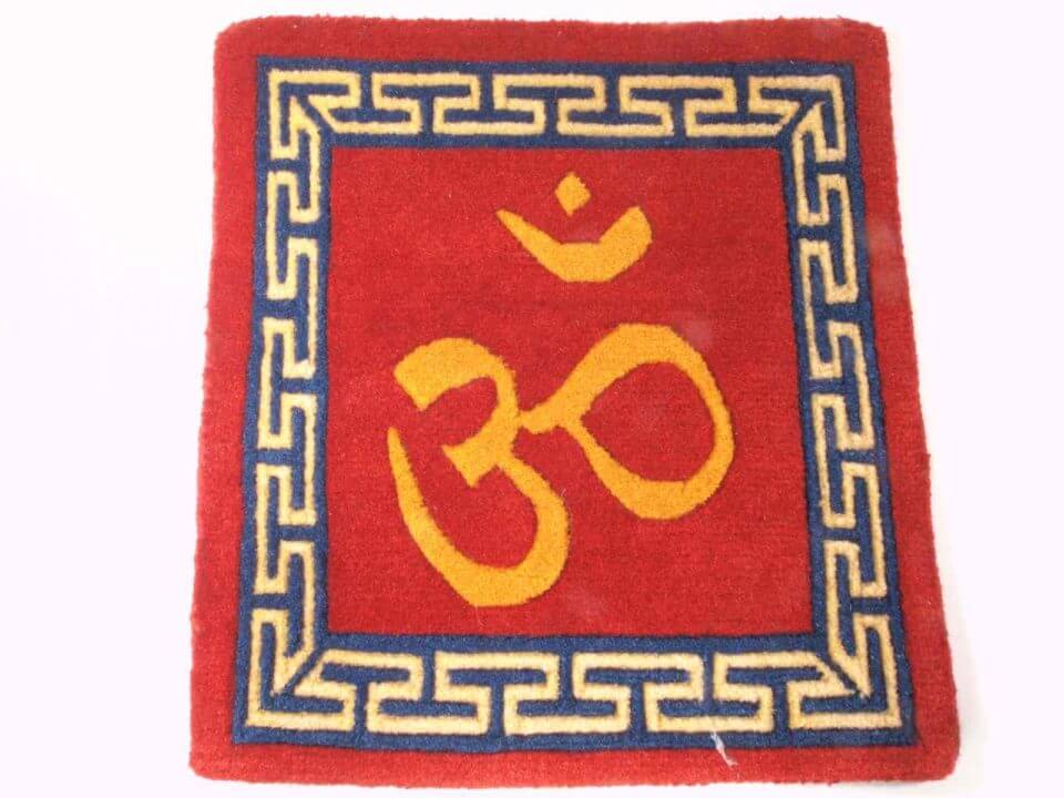 Tibetan Wool Mat Om Symbol - 12x12 Red