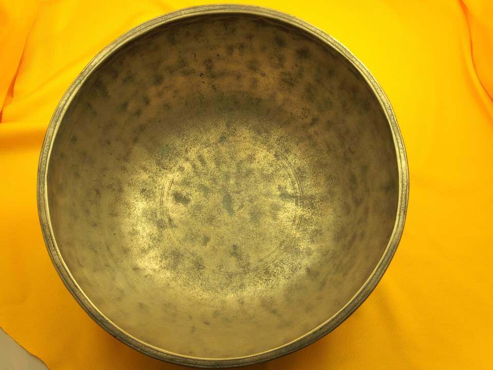 Extra Thick Antique Jambati Singing Bowl with extensive etching