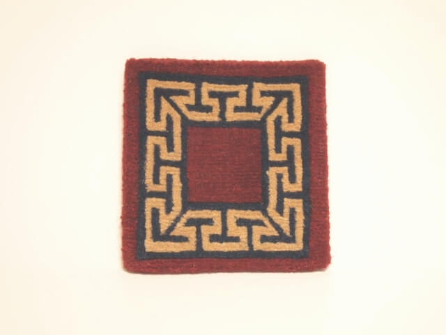 Tibetan Wool Mat Geometric - 6x6 Red