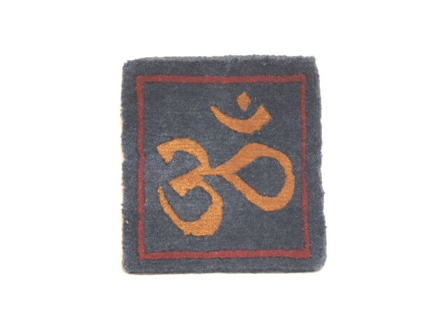 Tibetan Wool Mat Om Symbol - 6x6 Blue