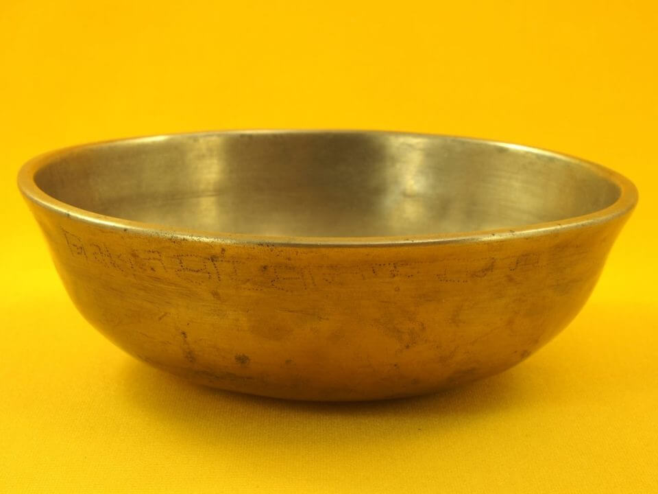 Antique Manipuri Singing Bowl with solid base and pulsing overtone