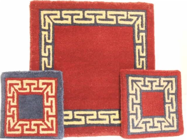 Tibetan Wool Mat Geometric - 6x6 Blue
