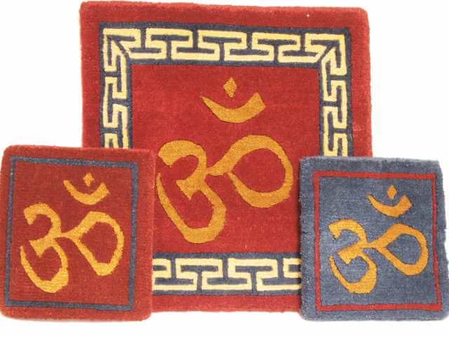 Tibetan Wool Mat Om Symbol - 6x6 Red