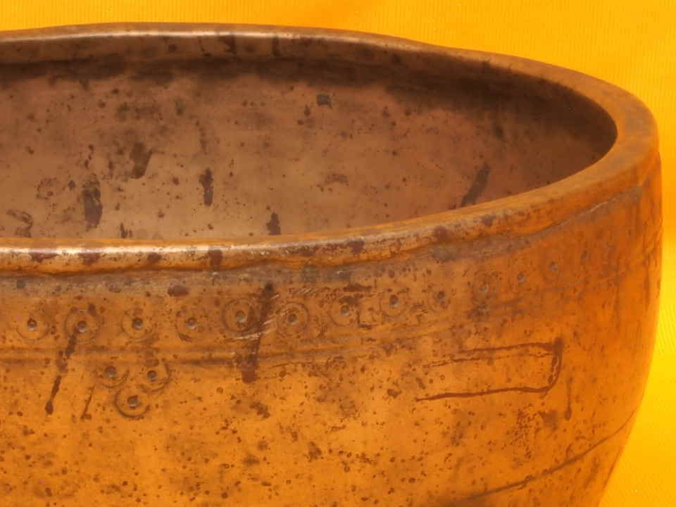 Elaborate Antique Thadobati Singing Bowl with a peaceful high tone