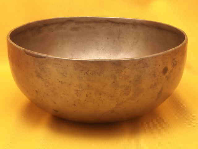 Large Thin Antique Jambati Singing Bowl with an English inscription #1648