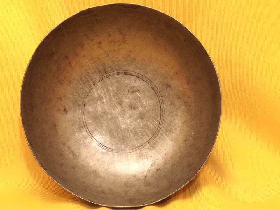 Large Thin Antique Jambati Singing Bowl with energizing soundscape #1719