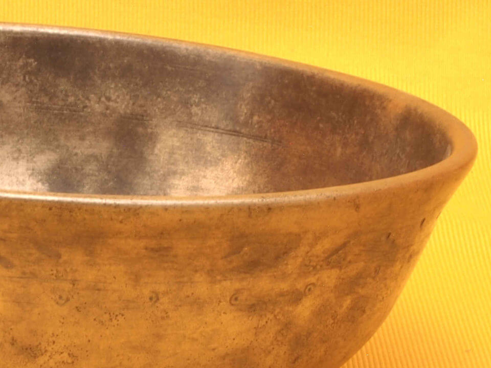 Thick Adorned Antique Manipuri Singing Bowl with a sweet solid sound #9647