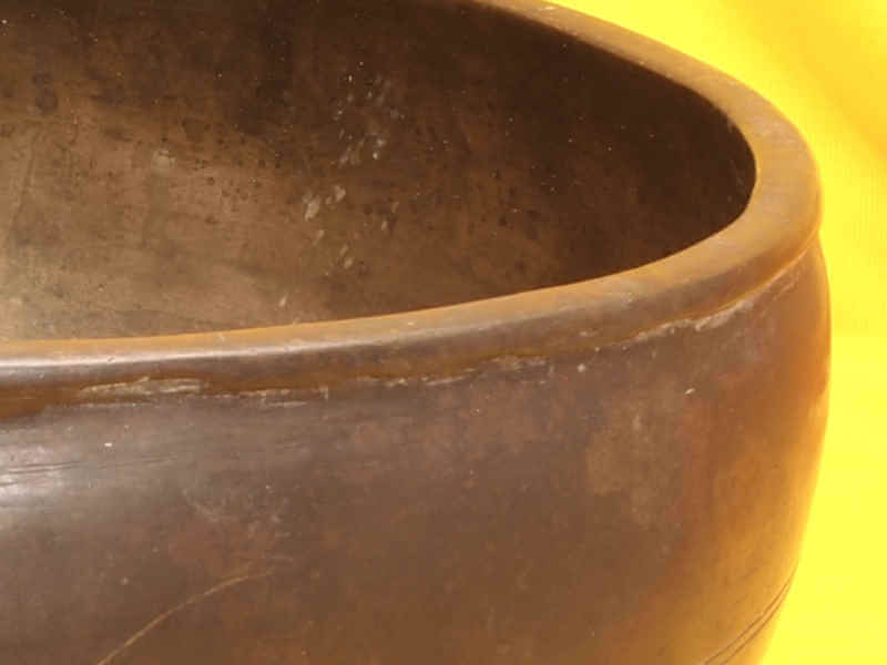 Large Extra Thick Adorned Rare & Distinctive  Antique Jambati Singing Bowl with Fluttering fundamental #1513