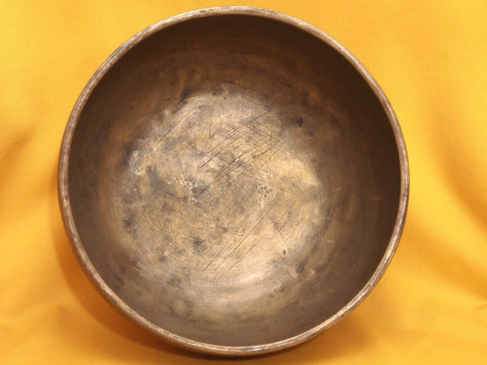 Large Thick   Antique Jambati Singing Bowl with  Intense oscillating high fundamental tone. #1755