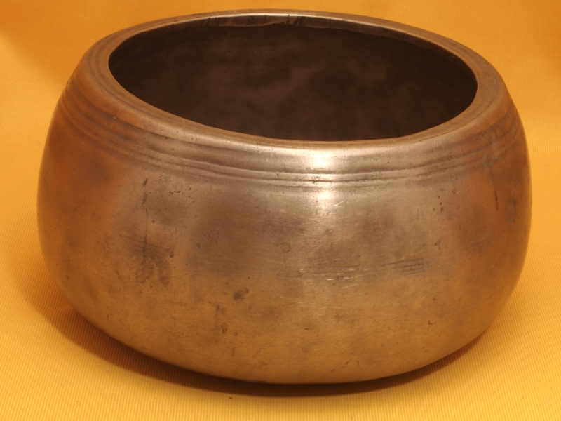 Large Extra Thick Adorned   Antique Mani Singing Bowl with  premium harmony throughout the good sustain.  #6238
