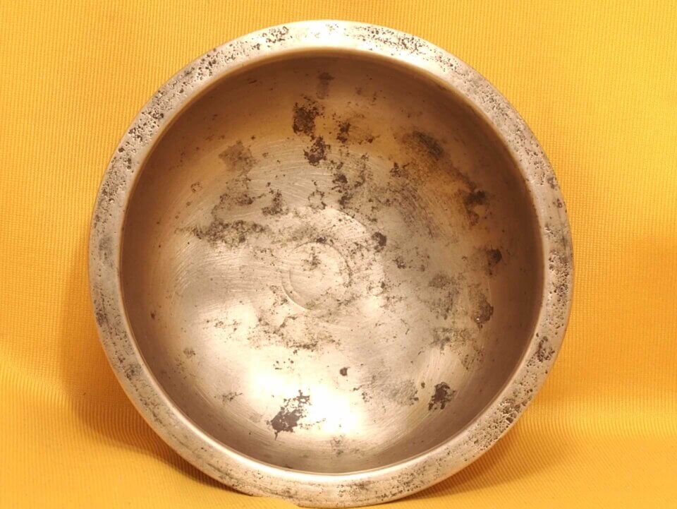 Thick Unusual Round Antique Singing Bowl with fantastic etching #77074